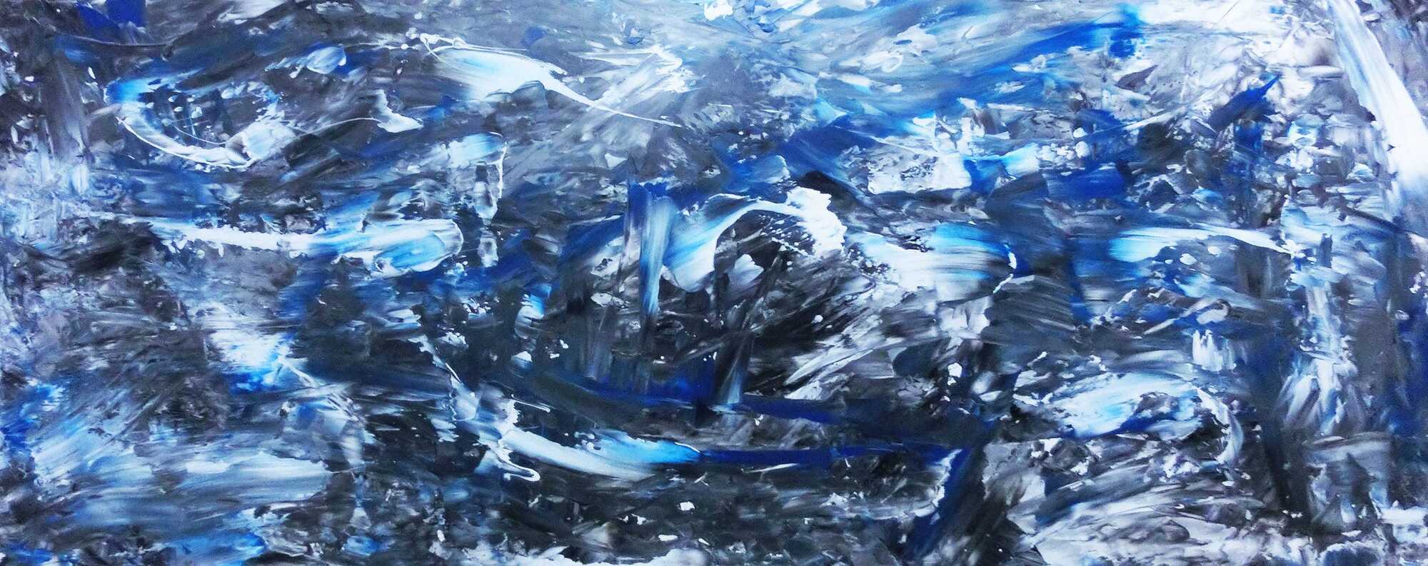 Abstraktes Actylbild in grau und blau