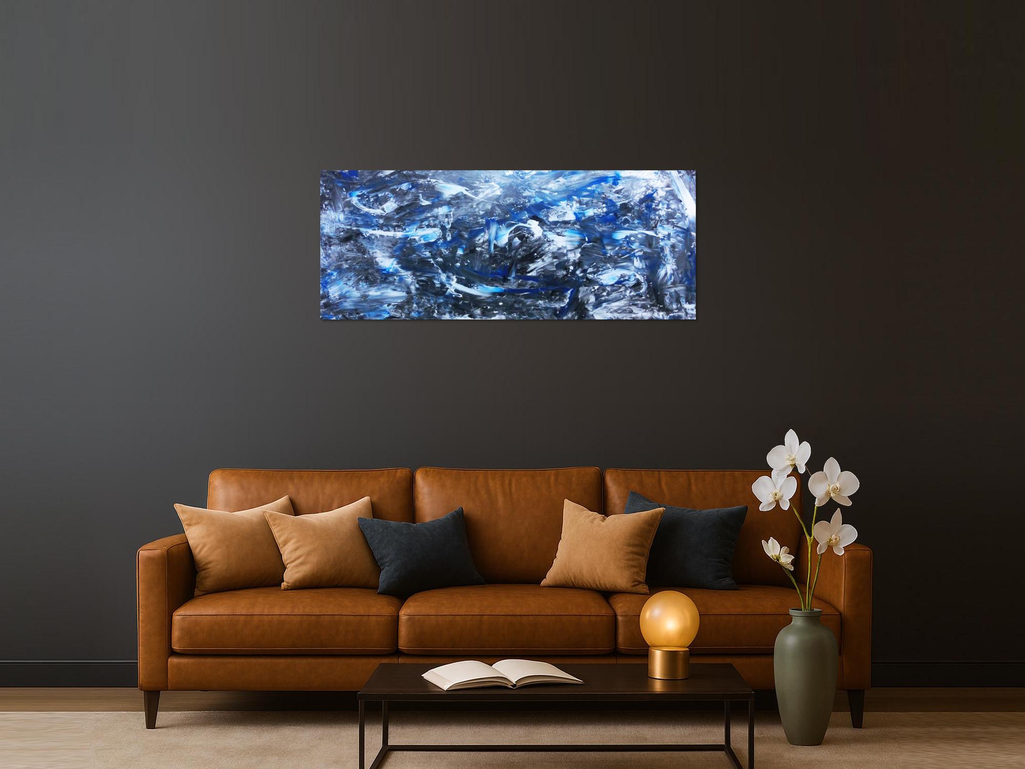 Abstraktes Actylbild in grau und blau