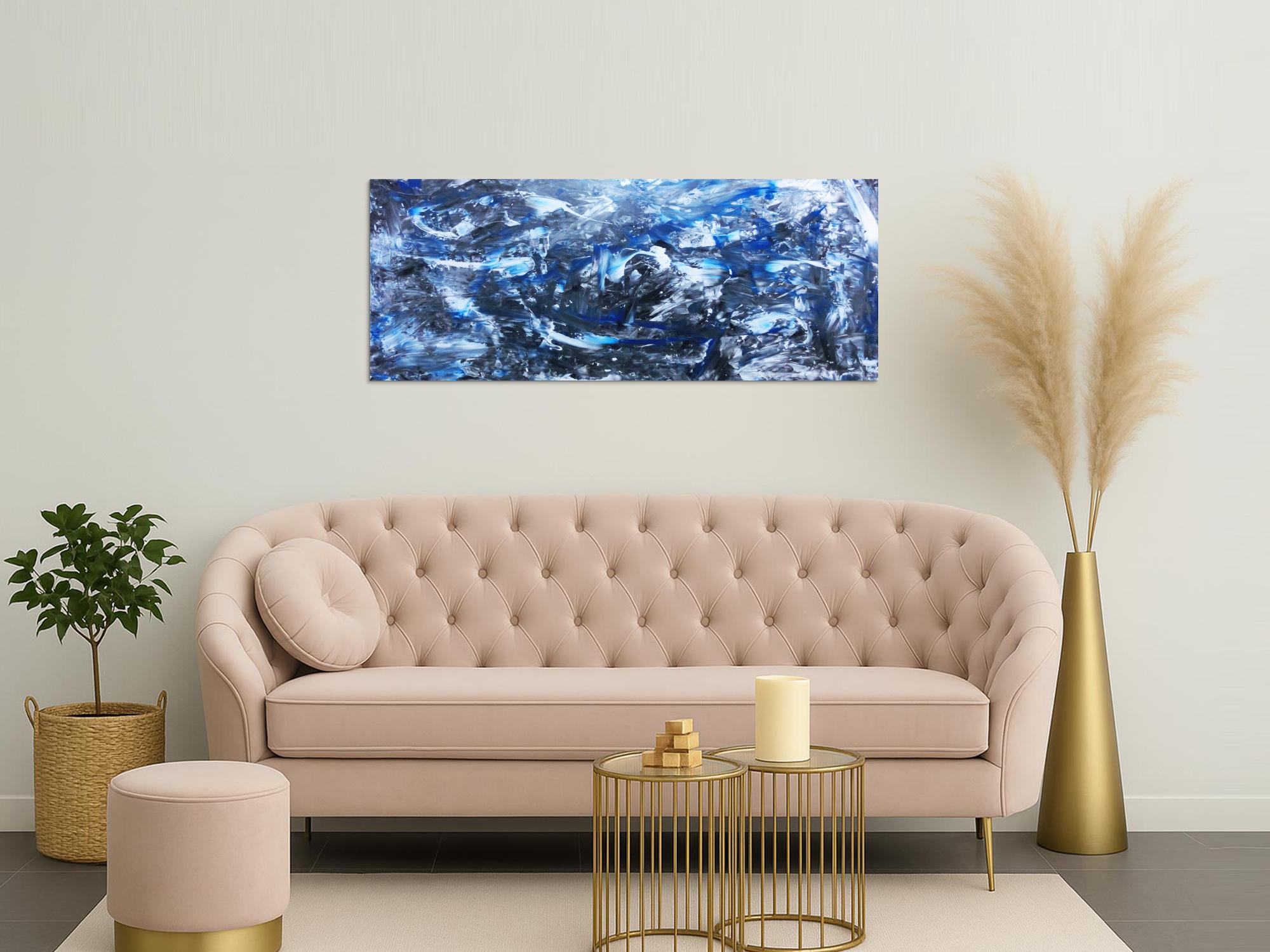 Abstraktes Actylbild in grau und blau