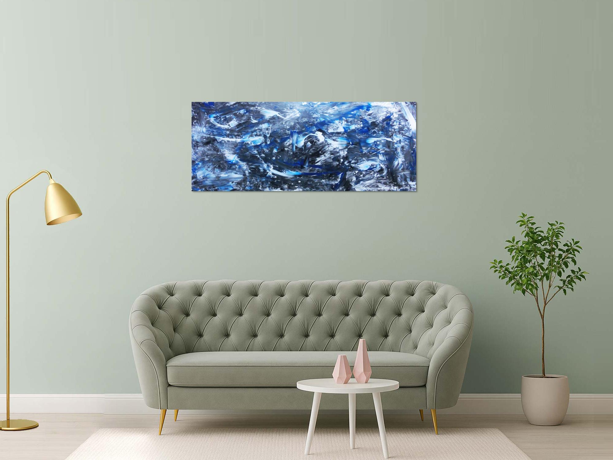 Abstraktes Actylbild in grau und blau