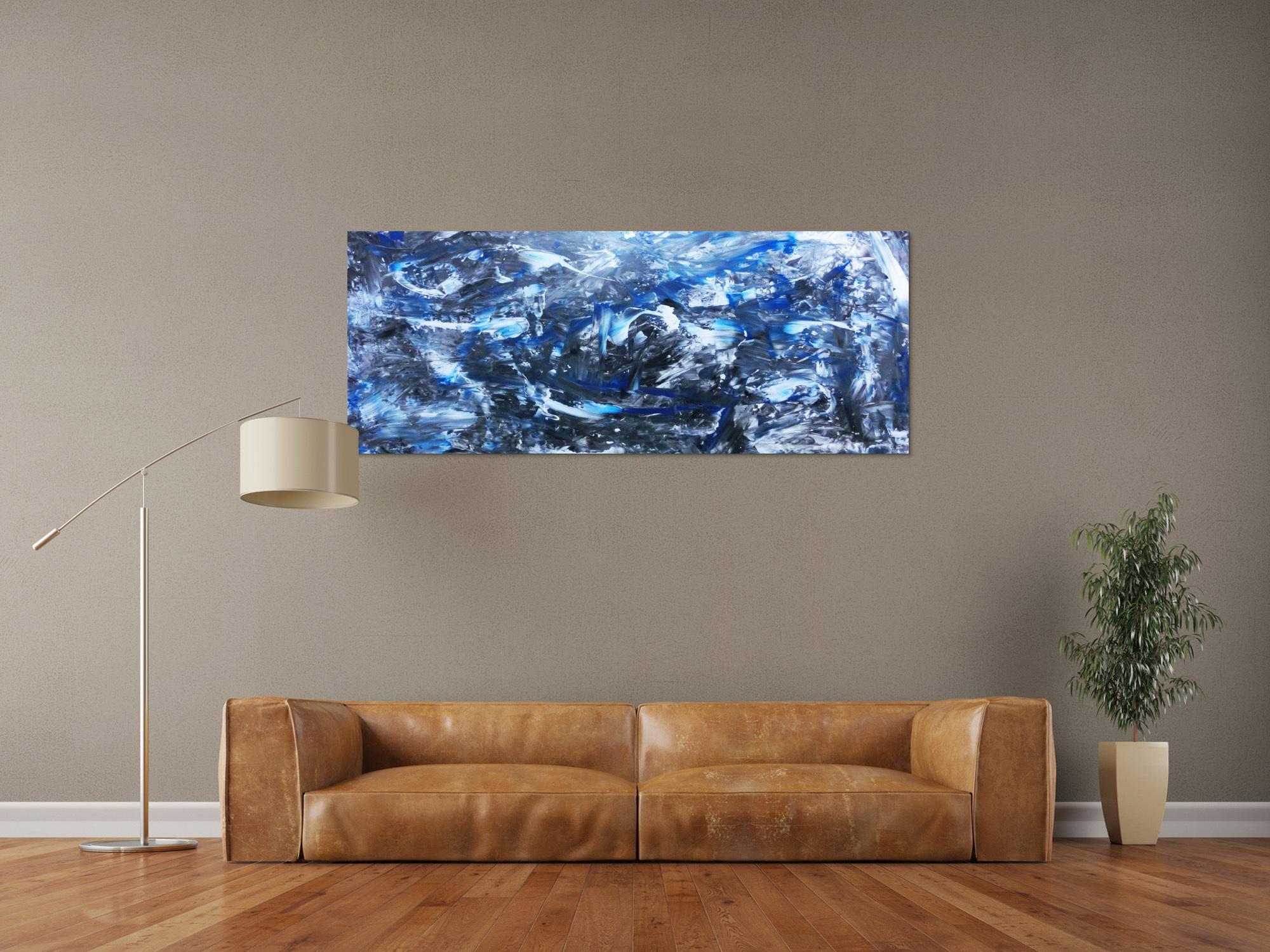 Abstraktes Actylbild in grau und blau