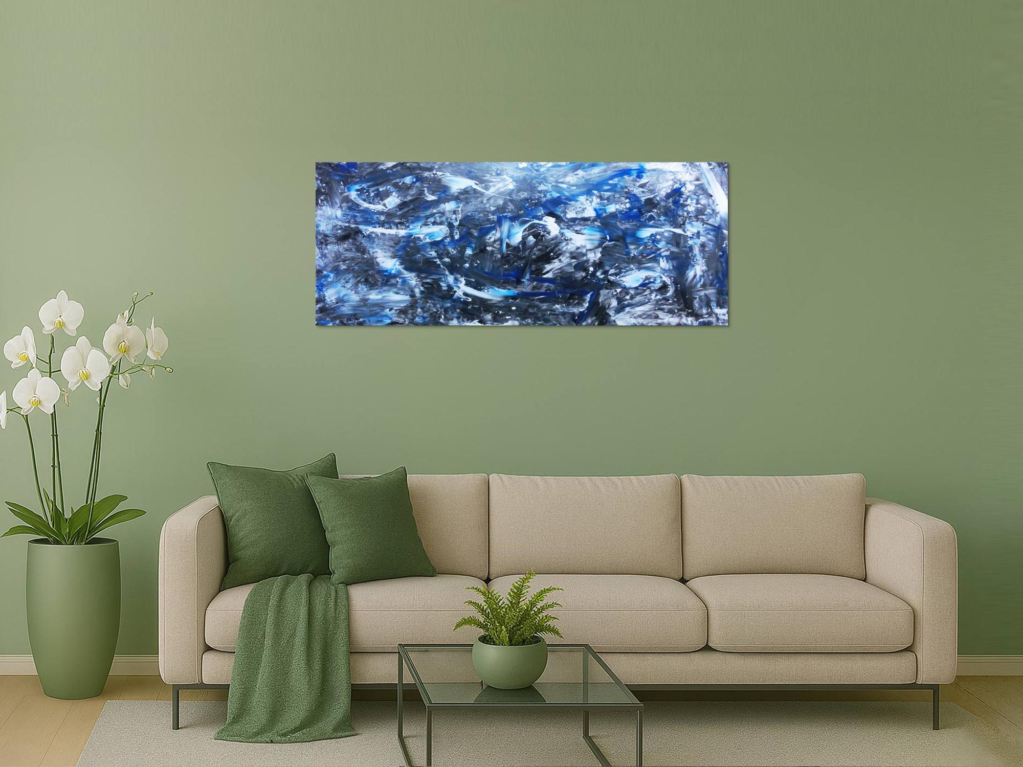 Abstraktes Actylbild in grau und blau