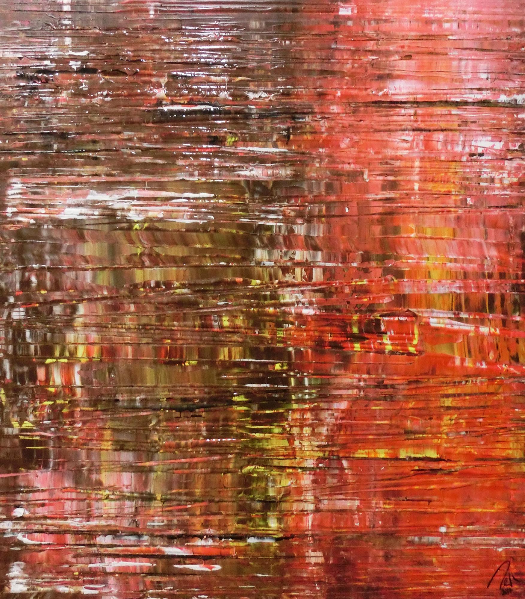 Abstraktes Acrylbild Spachteltechnik mehr modern zeitgenössisch in braun und rot