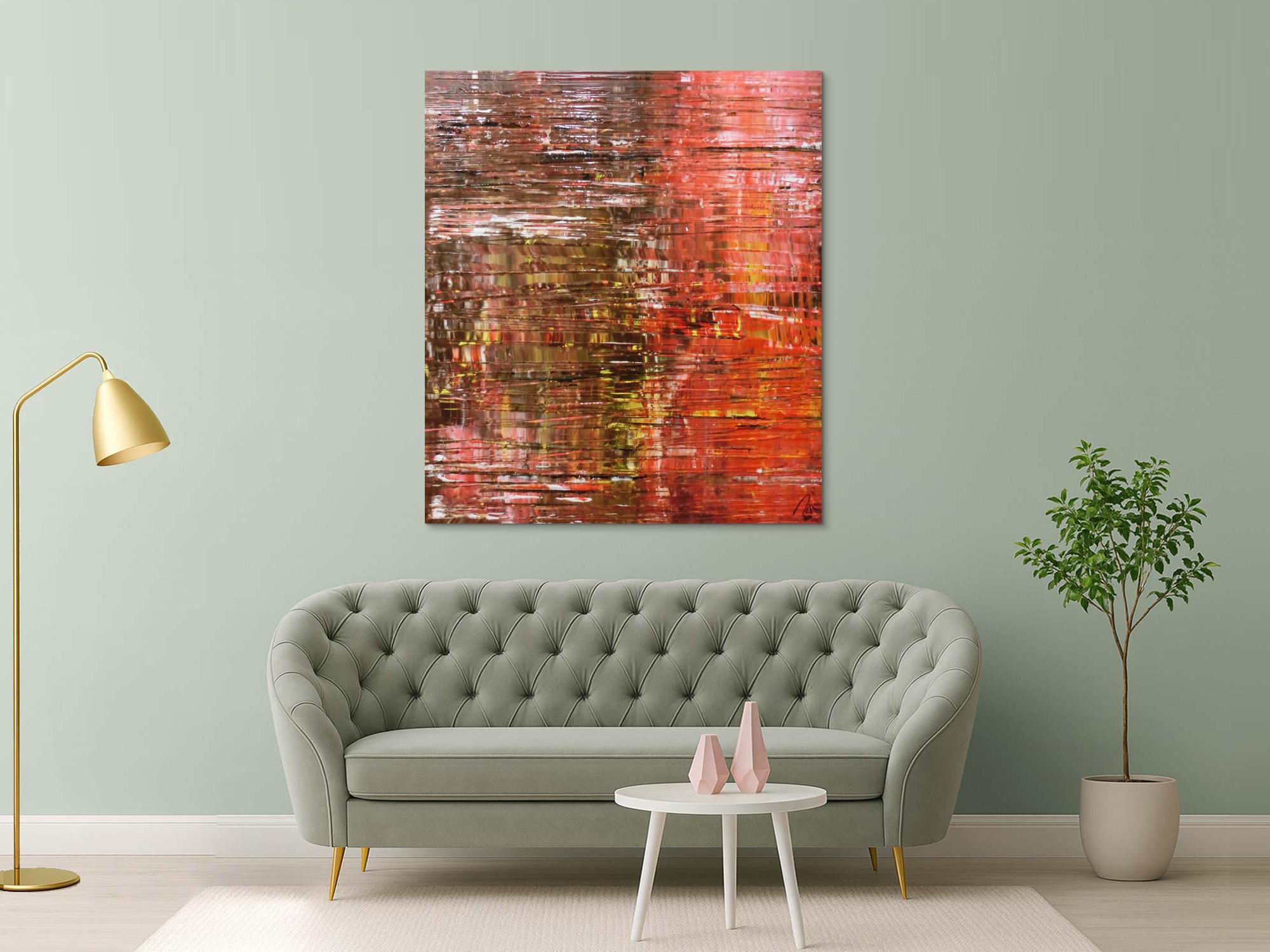 Abstraktes Acrylbild Spachteltechnik mehr modern zeitgenössisch in braun und rot