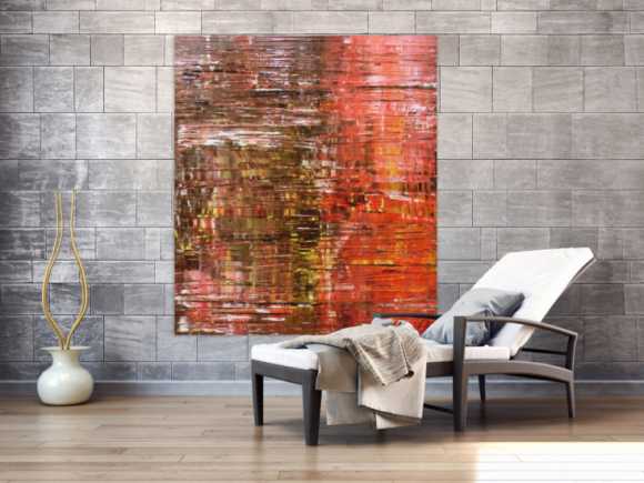 Abstraktes Acrylbild Spachteltechnik mehr modern zeitgenössisch in braun und rot