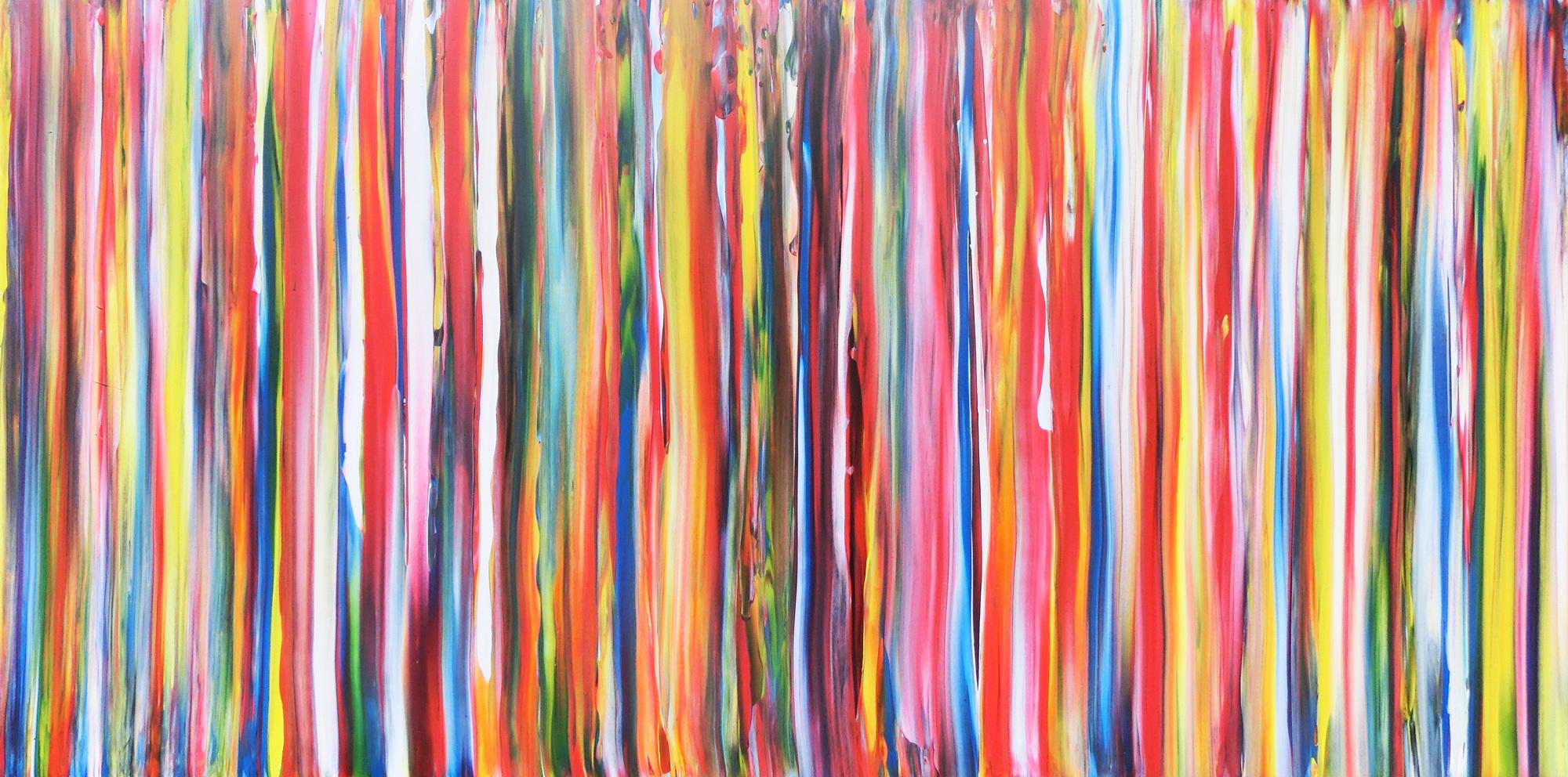 Abstraktes Acrylbild Gemälde bunte Streifen sehr modern helle bunte Farben