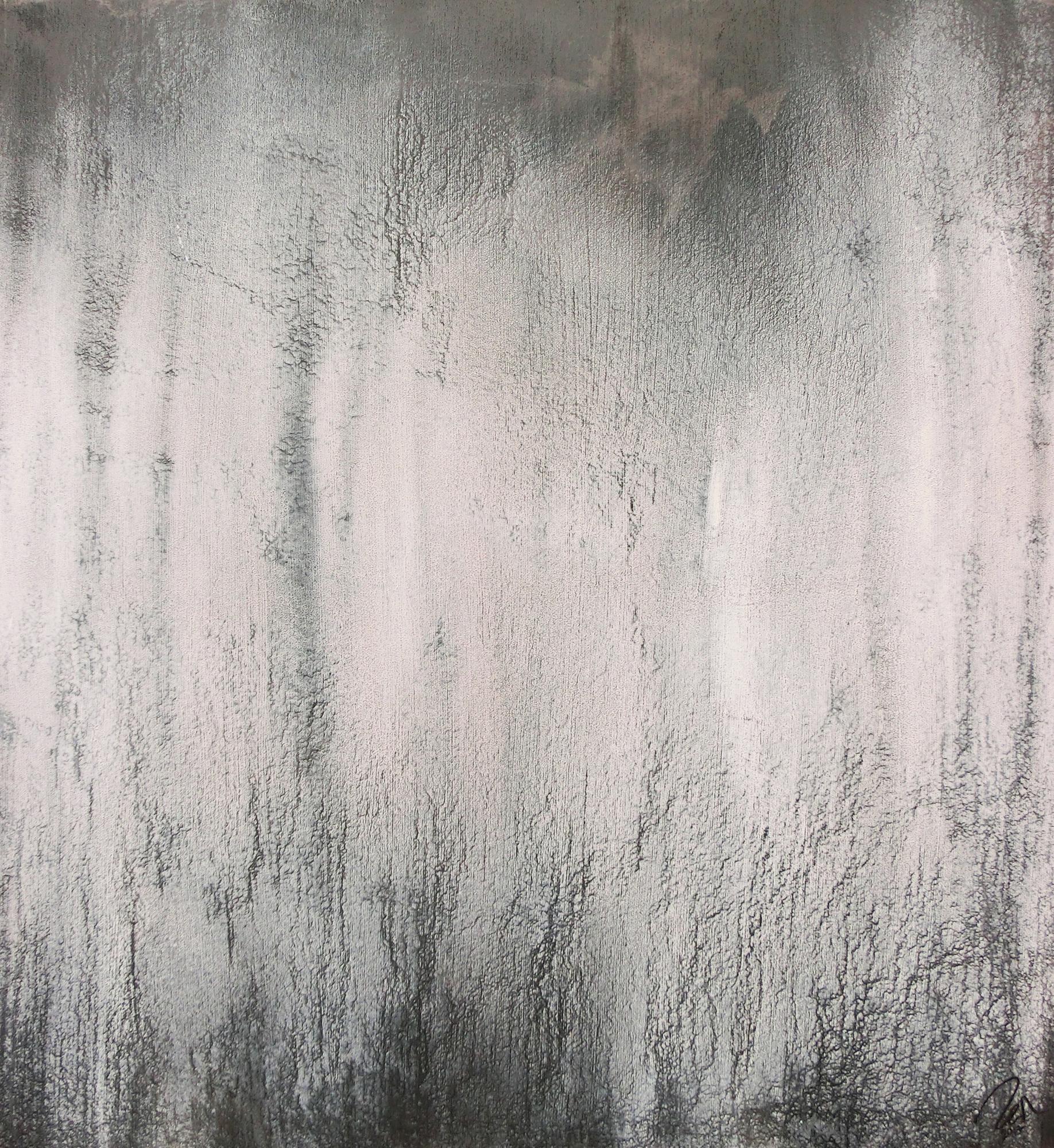 Abstraktes Acrylbild schwarz weiß grau sehr modern feine Struktur zeitgenössisch schlicht