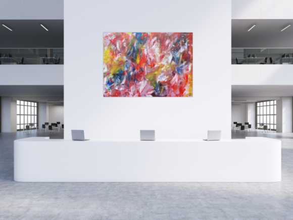 Abstraktes Acrylbild sehhe Farben sehr bunt modern und groß