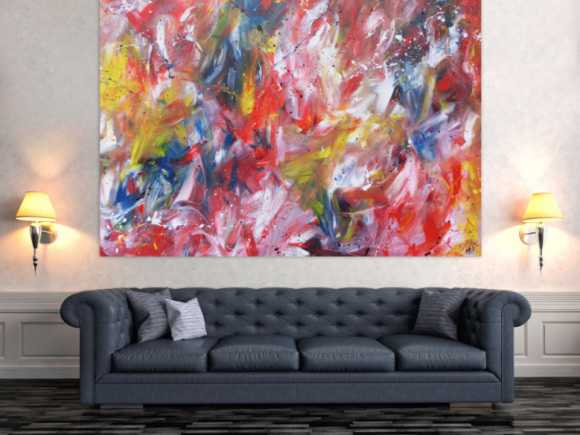 Abstraktes Acrylbild sehhe Farben sehr bunt modern und groß