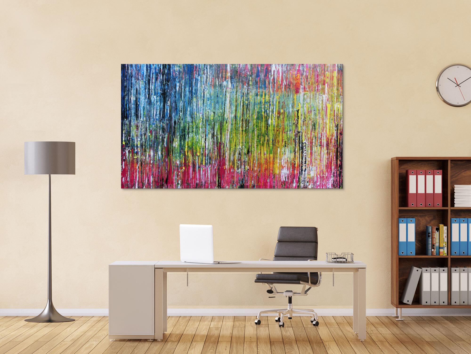 Abstraktes Acrylbild sehr bunt modern Spachteltechnik zeitgenössisches Gemälde