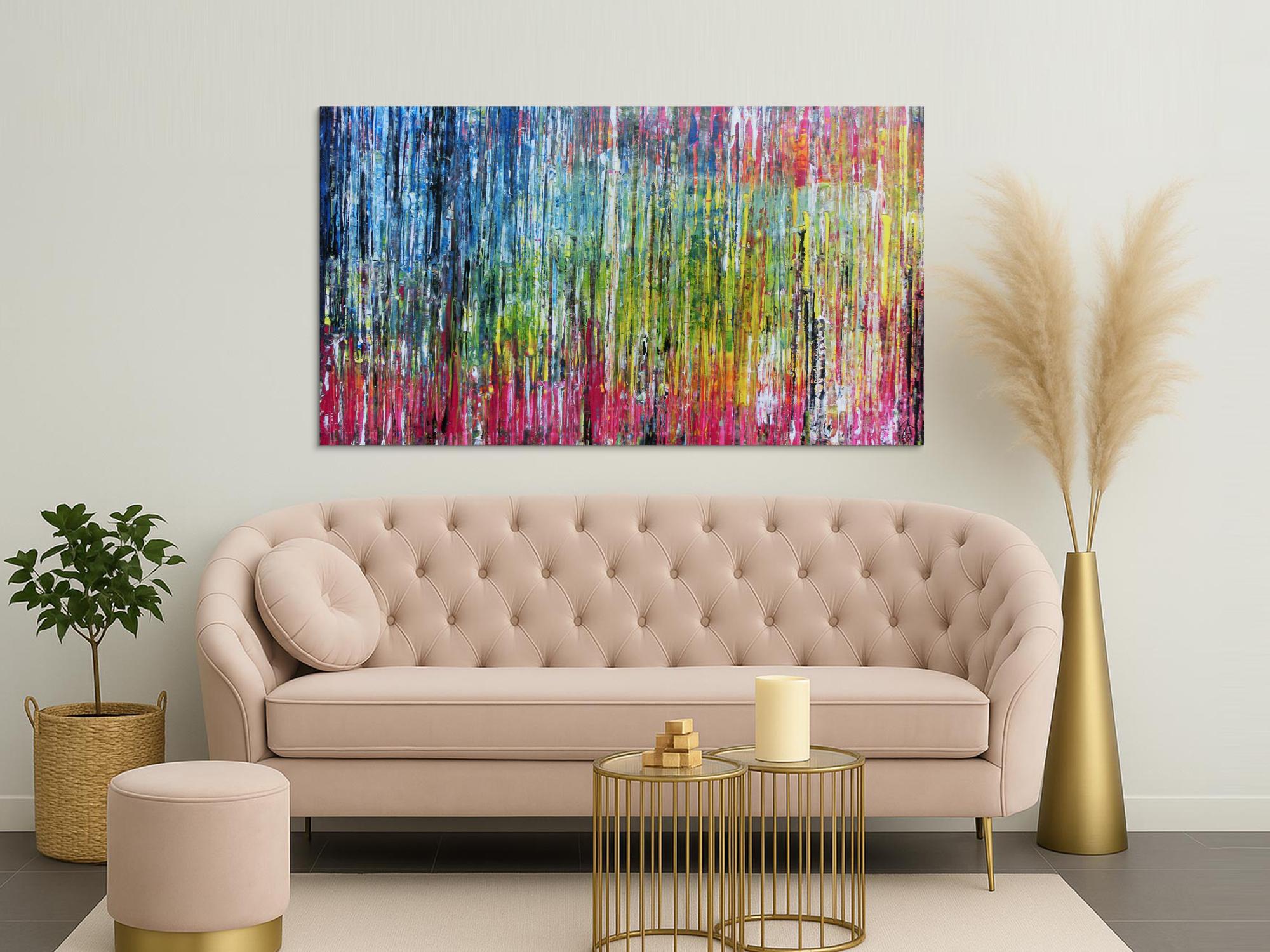 Abstraktes Acrylbild sehr bunt modern Spachteltechnik zeitgenössisches Gemälde