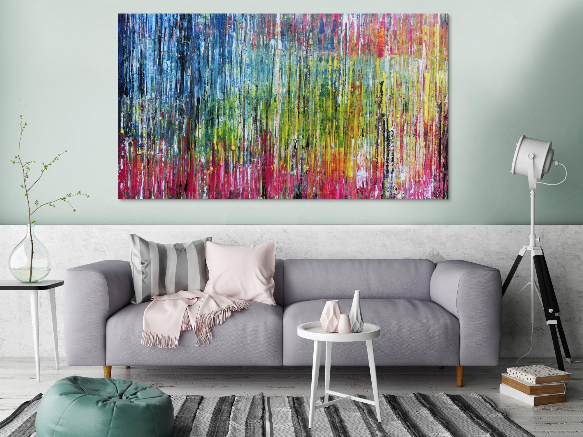 Abstraktes Acrylbild sehr bunt modern Spachteltechnik zeitgenössisches Gemälde