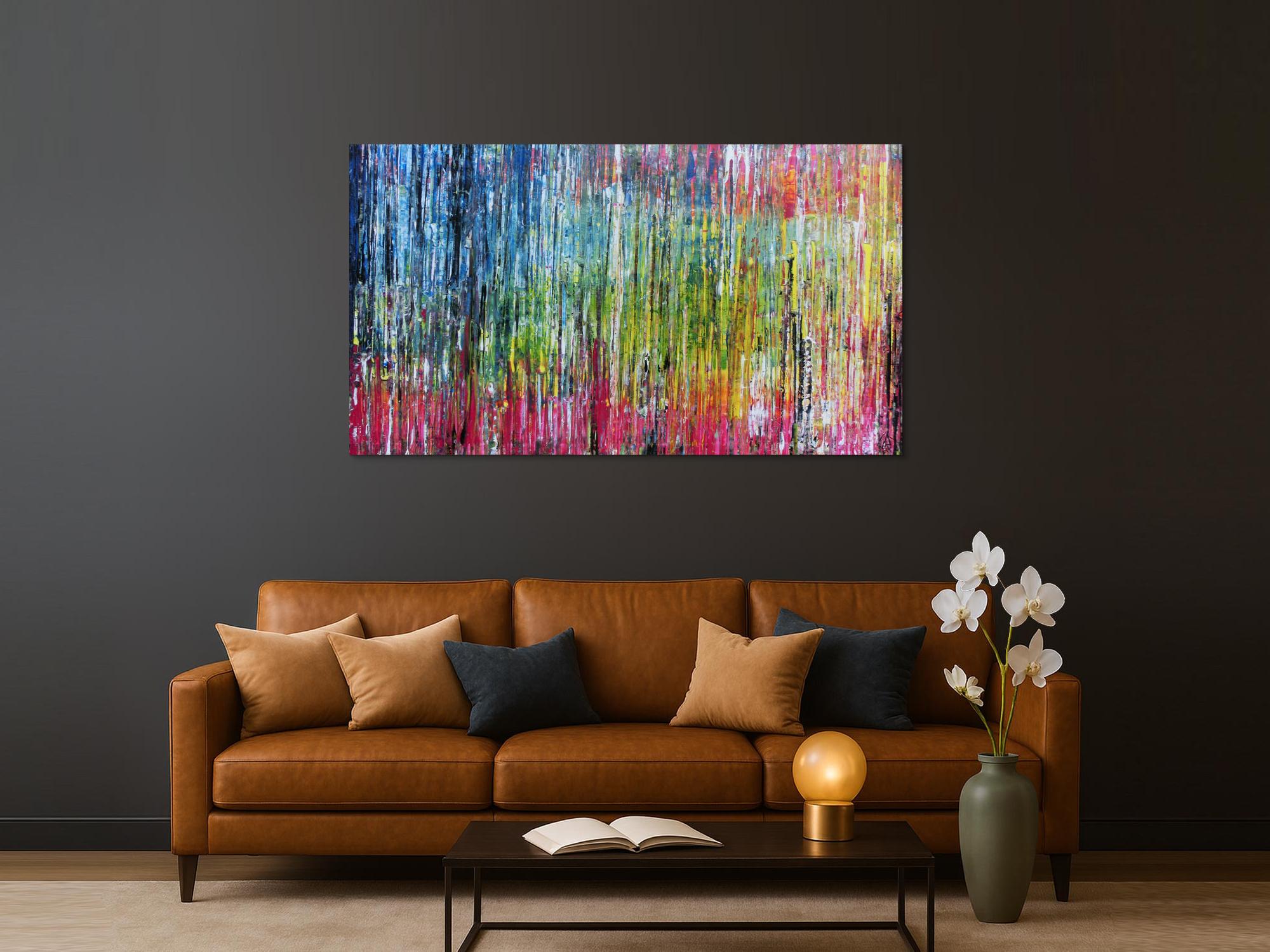 Abstraktes Acrylbild sehr bunt modern Spachteltechnik zeitgenössisches Gemälde