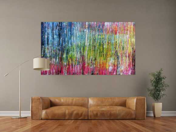 Abstraktes Acrylbild sehr bunt modern Spachteltechnik zeitgenössisches Gemälde