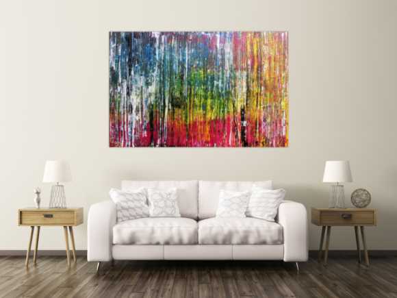 Abstraktes Acrylbild sehr bunt modern in Spachteltechnik zeitgenössisch mit vielen Farben