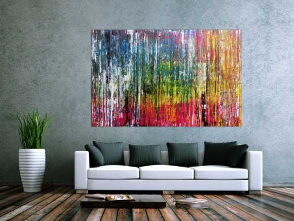 Abstraktes Acrylbild sehr bunt modern in Spachteltechnik zeitgenössisch mit vielen Farben