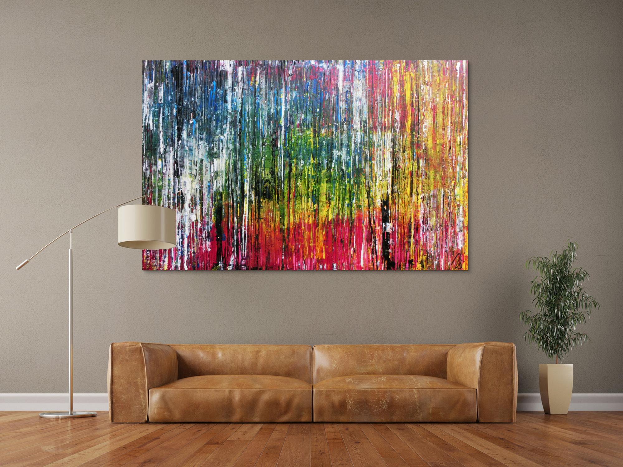 Abstraktes Acrylbild sehr bunt modern in Spachteltechnik zeitgenössisch mit vielen Farben