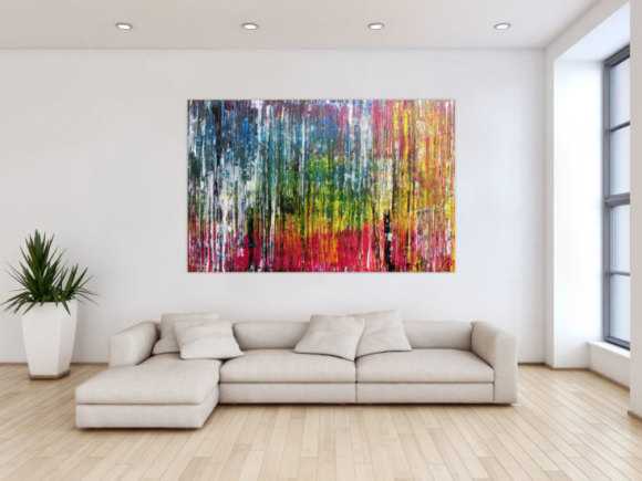 Abstraktes Acrylbild sehr bunt modern in Spachteltechnik zeitgenössisch mit vielen Farben