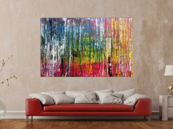 Abstraktes Acrylbild sehr bunt modern in Spachteltechnik zeitgenössisch mit vielen Farben