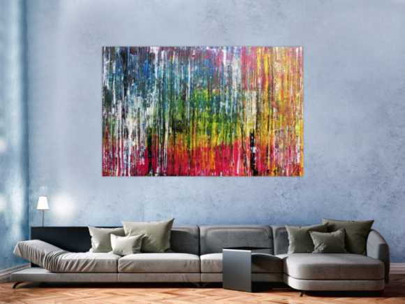 Abstraktes Acrylbild sehr bunt modern in Spachteltechnik zeitgenössisch mit vielen Farben