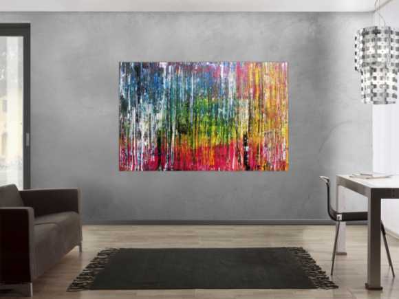 Abstraktes Acrylbild sehr bunt modern in Spachteltechnik zeitgenössisch mit vielen Farben