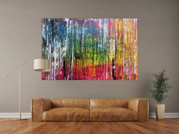 Abstraktes Acrylbild sehr bunt modern in Spachteltechnik zeitgenössisch mit vielen Farben
