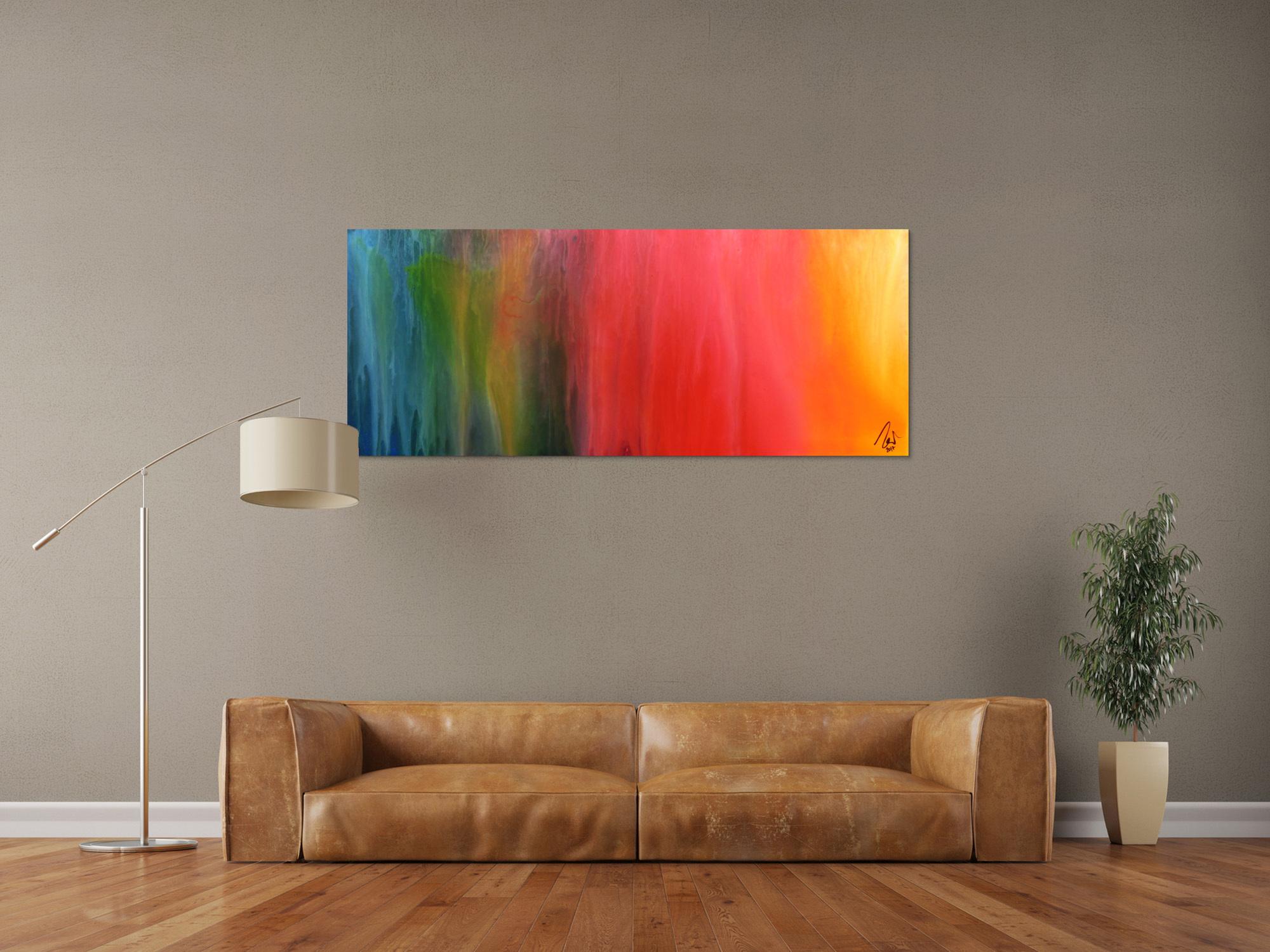 Abstraktes Kunstwerk in Rot und Orange