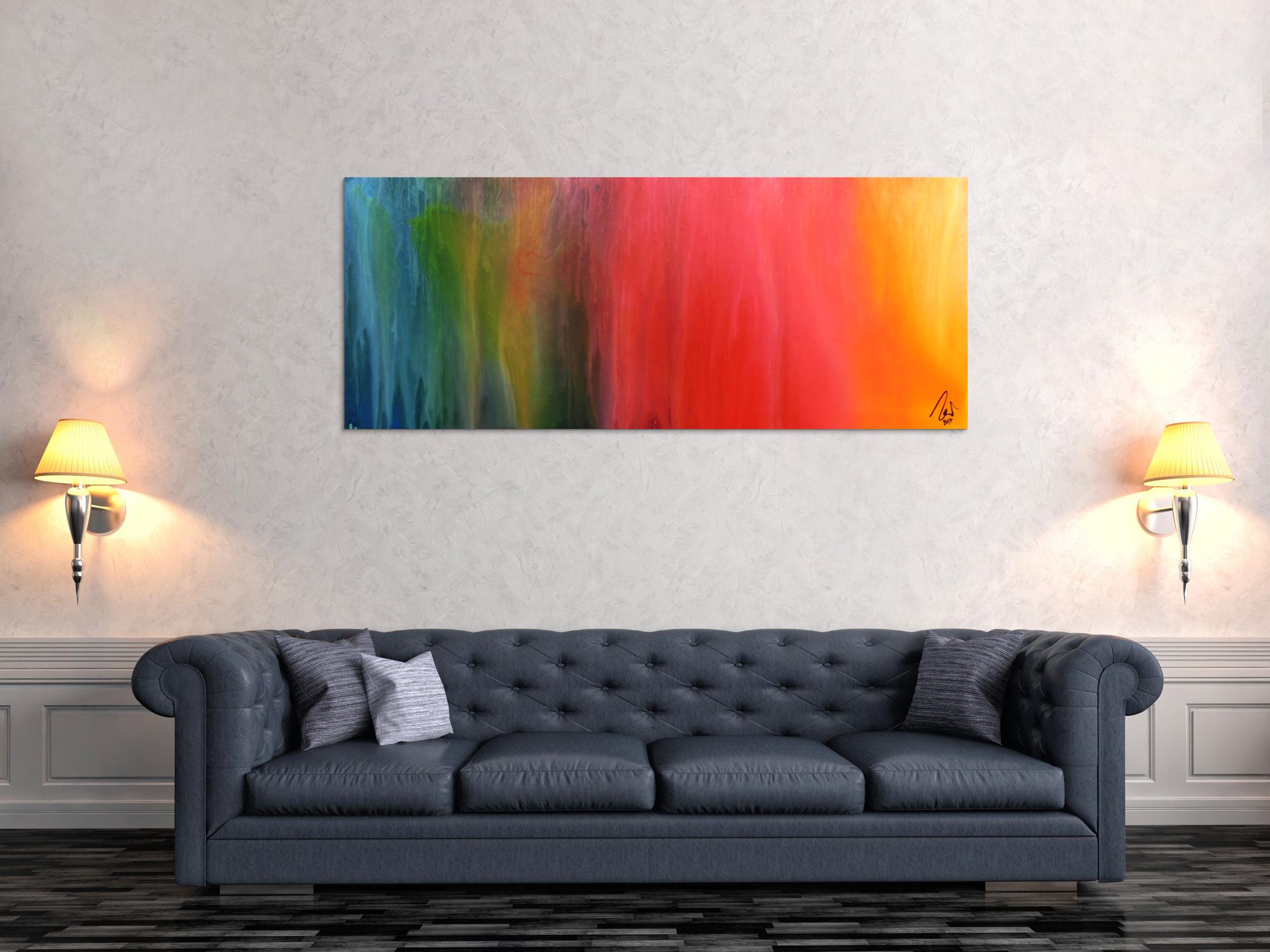 Abstraktes Kunstwerk in Rot und Orange
