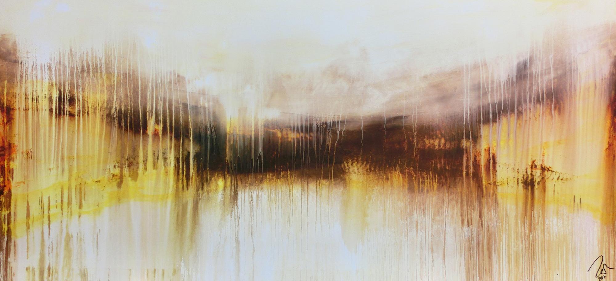 Abstraktes Acrylbild sehr modern mediterrane Farben Mischtechnik