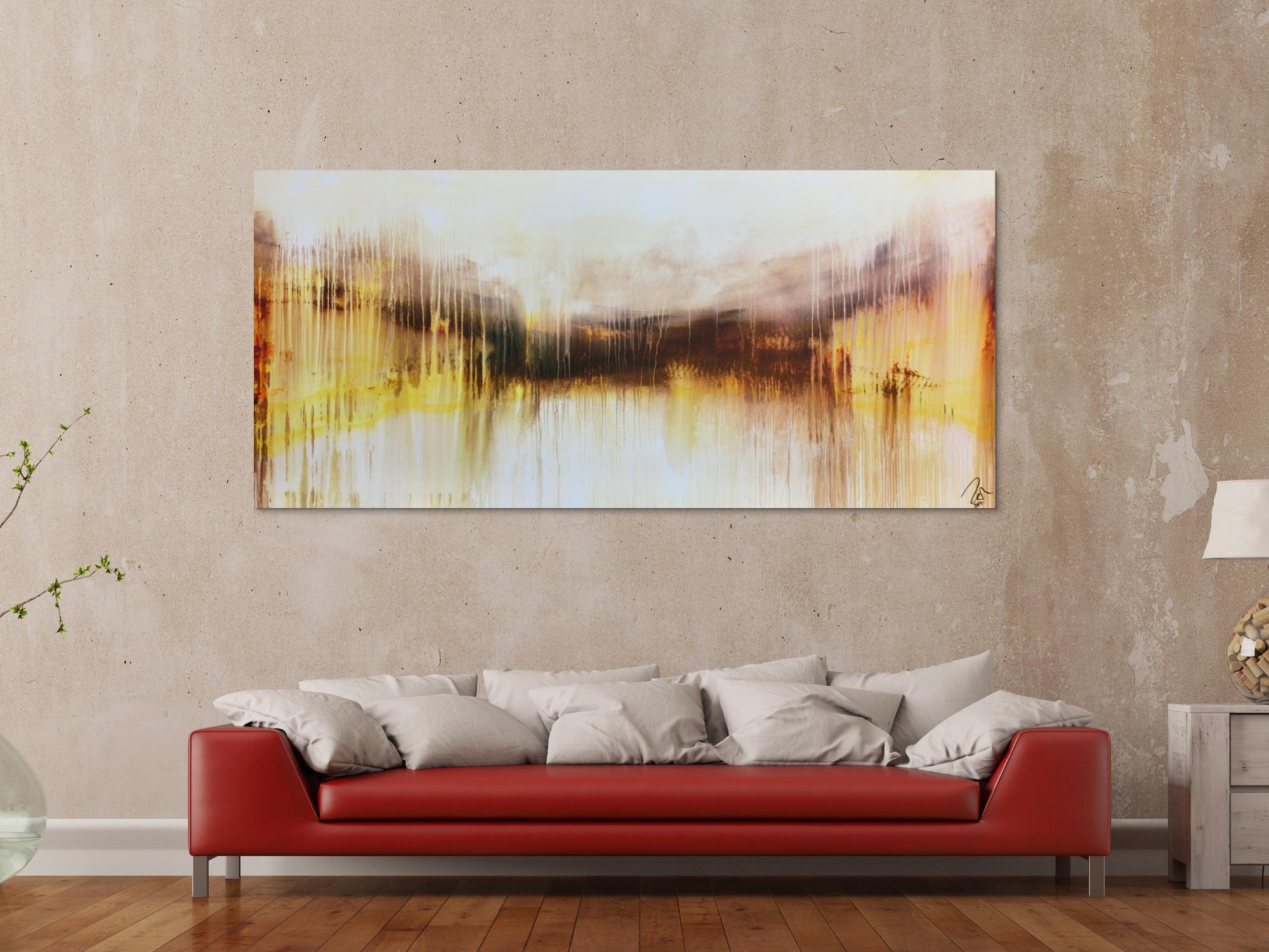 Abstraktes Acrylbild sehr modern mediterrane Farben Mischtechnik