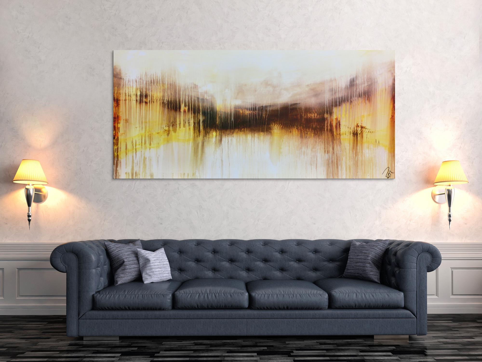 Abstraktes Acrylbild sehr modern mediterrane Farben Mischtechnik