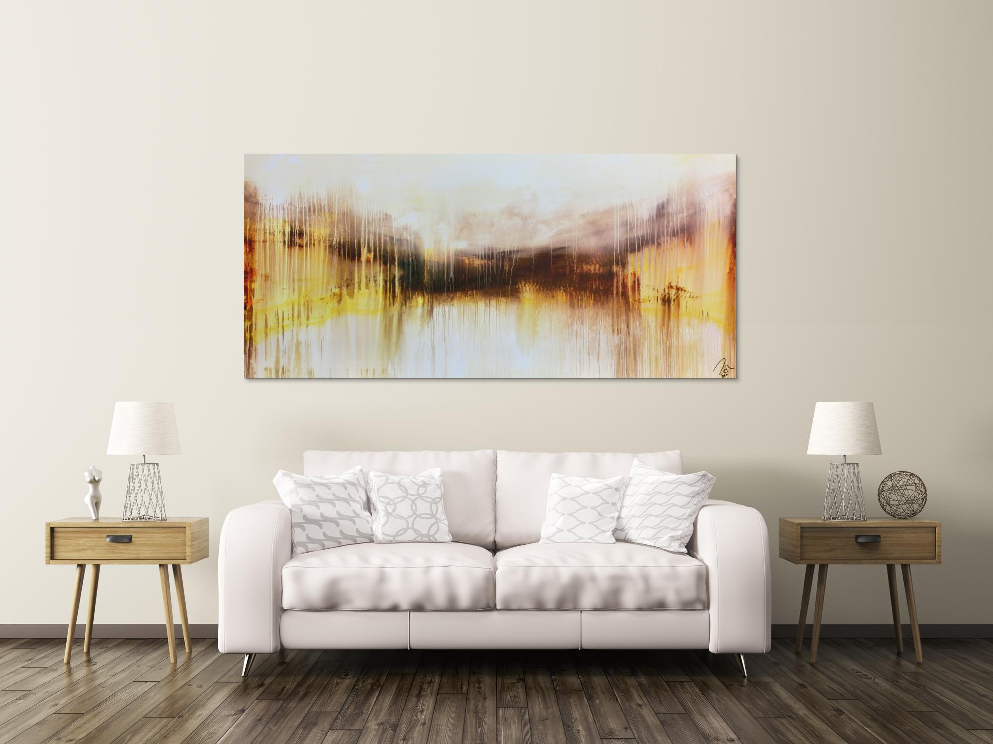 Abstraktes Acrylbild sehr modern mediterrane Farben Mischtechnik