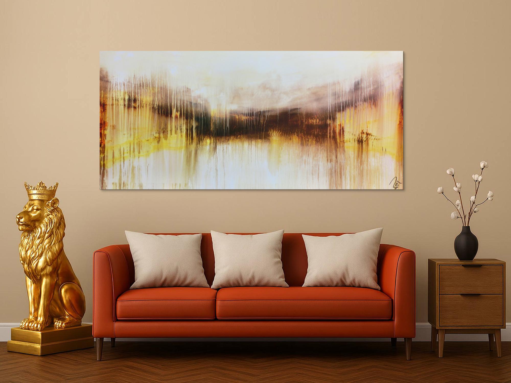 Abstraktes Acrylbild sehr modern mediterrane Farben Mischtechnik