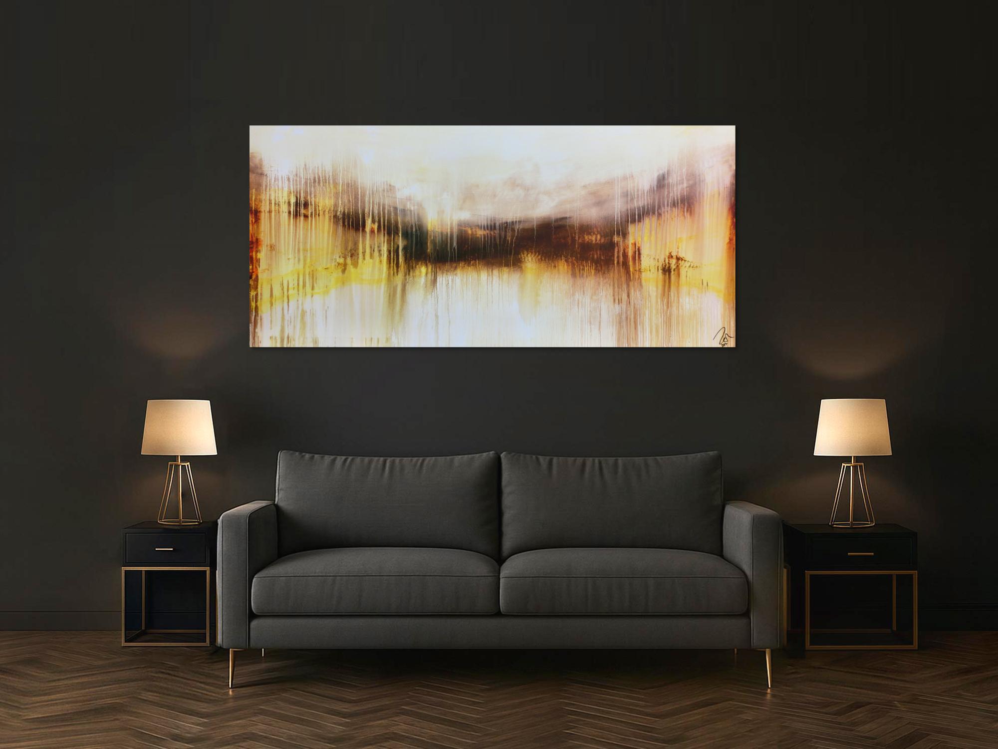 Abstraktes Acrylbild sehr modern mediterrane Farben Mischtechnik