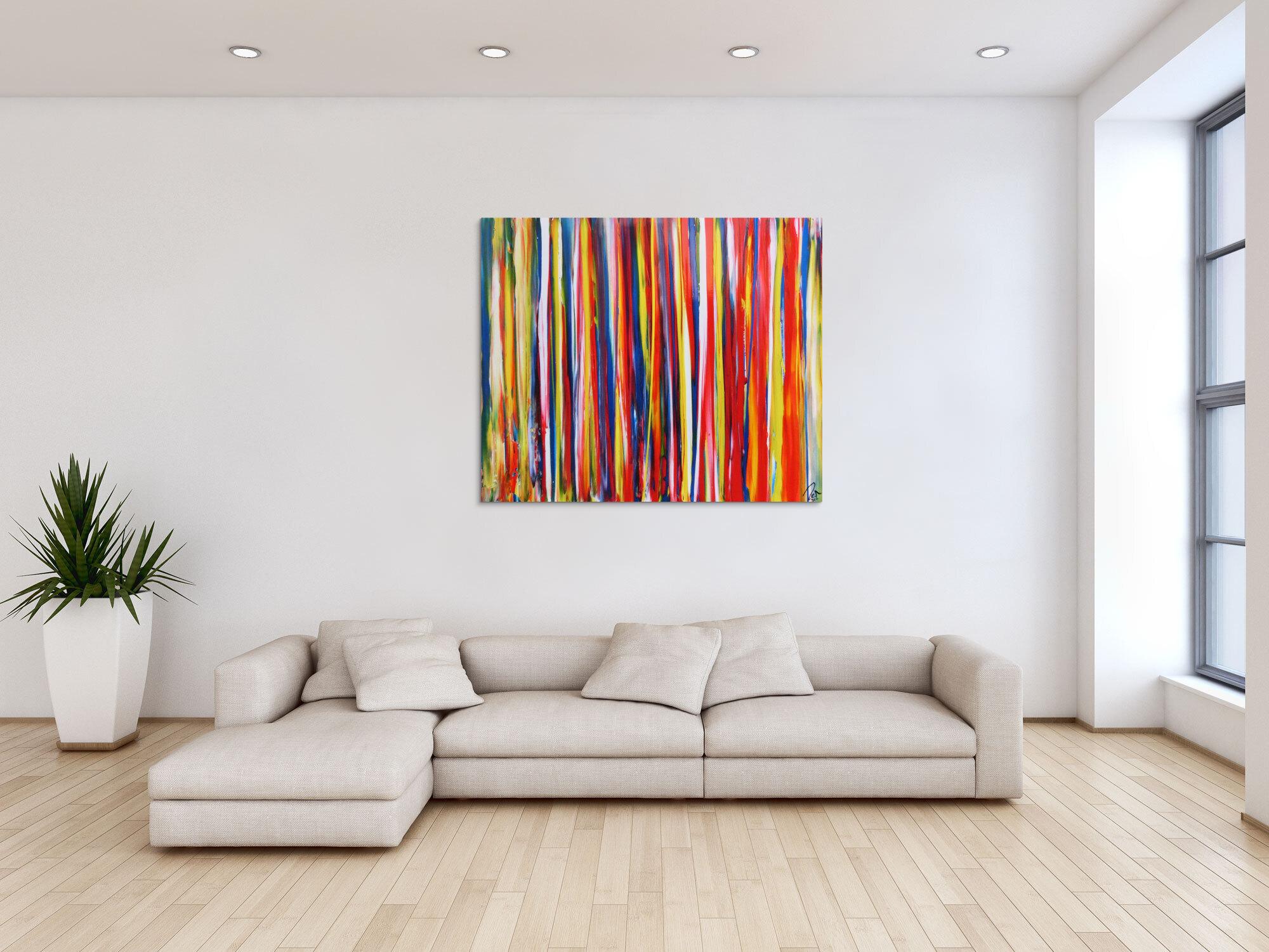 Abstraktes Acrylbild bunte Streifen sehr modern viele bunte Farben