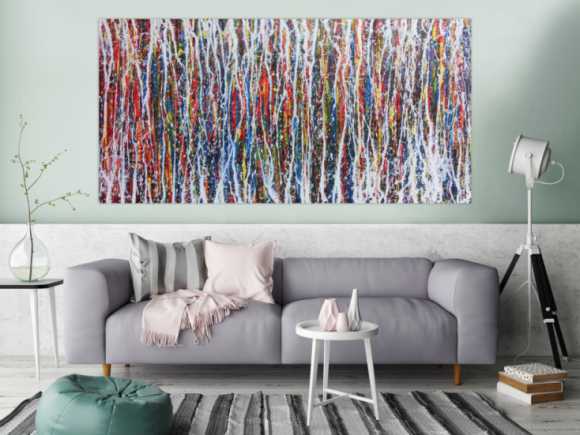 Abstraktes Acrylbild sehr bunt modern zeitgenössisch Action Painting