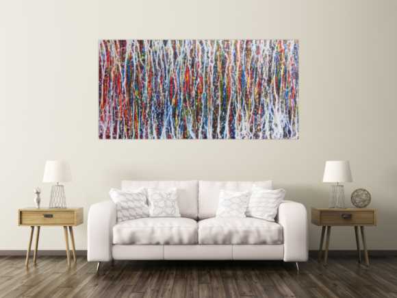 Abstraktes Acrylbild sehr bunt modern zeitgenössisch Action Painting