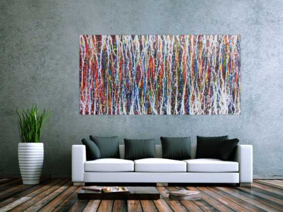 Abstraktes Acrylbild sehr bunt modern zeitgenössisch Action Painting