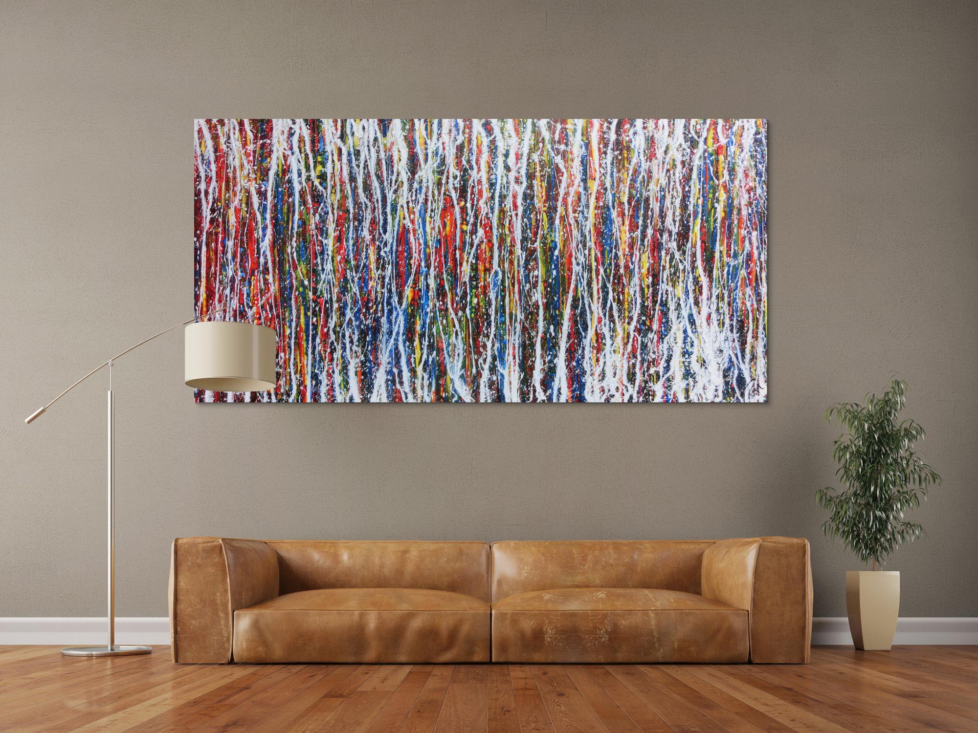 Abstraktes Acrylbild sehr bunt modern zeitgenössisch Action Painting