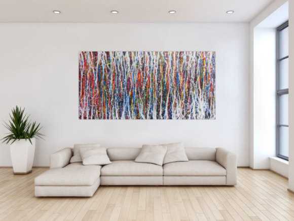 Abstraktes Acrylbild sehr bunt modern zeitgenössisch Action Painting