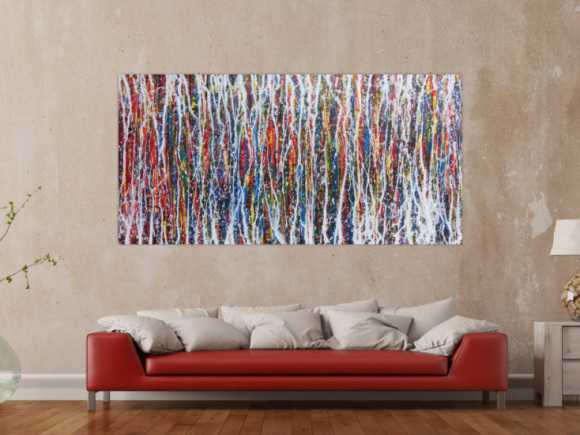 Abstraktes Acrylbild sehr bunt modern zeitgenössisch Action Painting