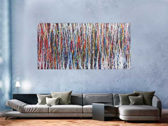 Abstraktes Acrylbild sehr bunt modern zeitgenössisch Action Painting