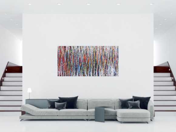 Abstraktes Acrylbild sehr bunt modern zeitgenössisch Action Painting