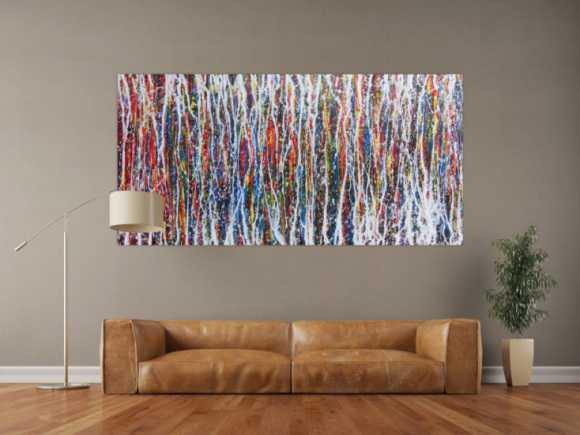 Abstraktes Acrylbild sehr bunt modern zeitgenössisch Action Painting
