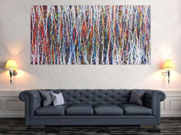 Abstraktes Acrylbild sehr bunt modern zeitgenössisch Action Painting