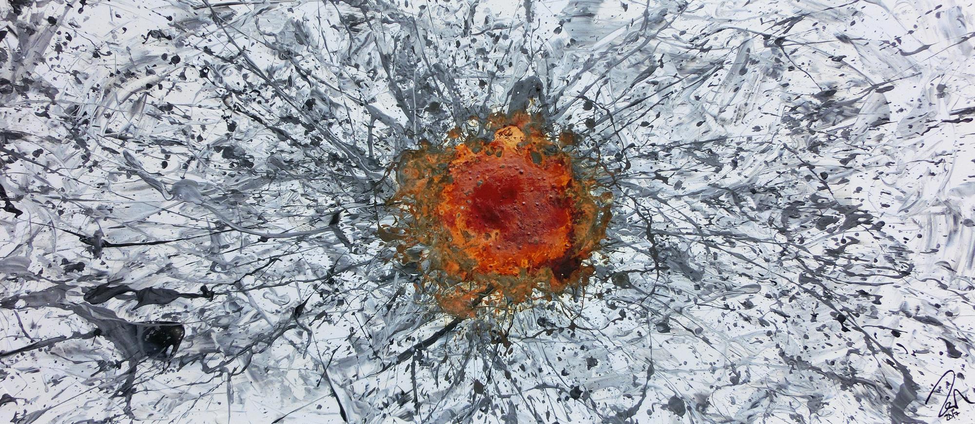 Abstraktes Gemälde Acryl und Rost Mischtechnik Action Painting Rust Art