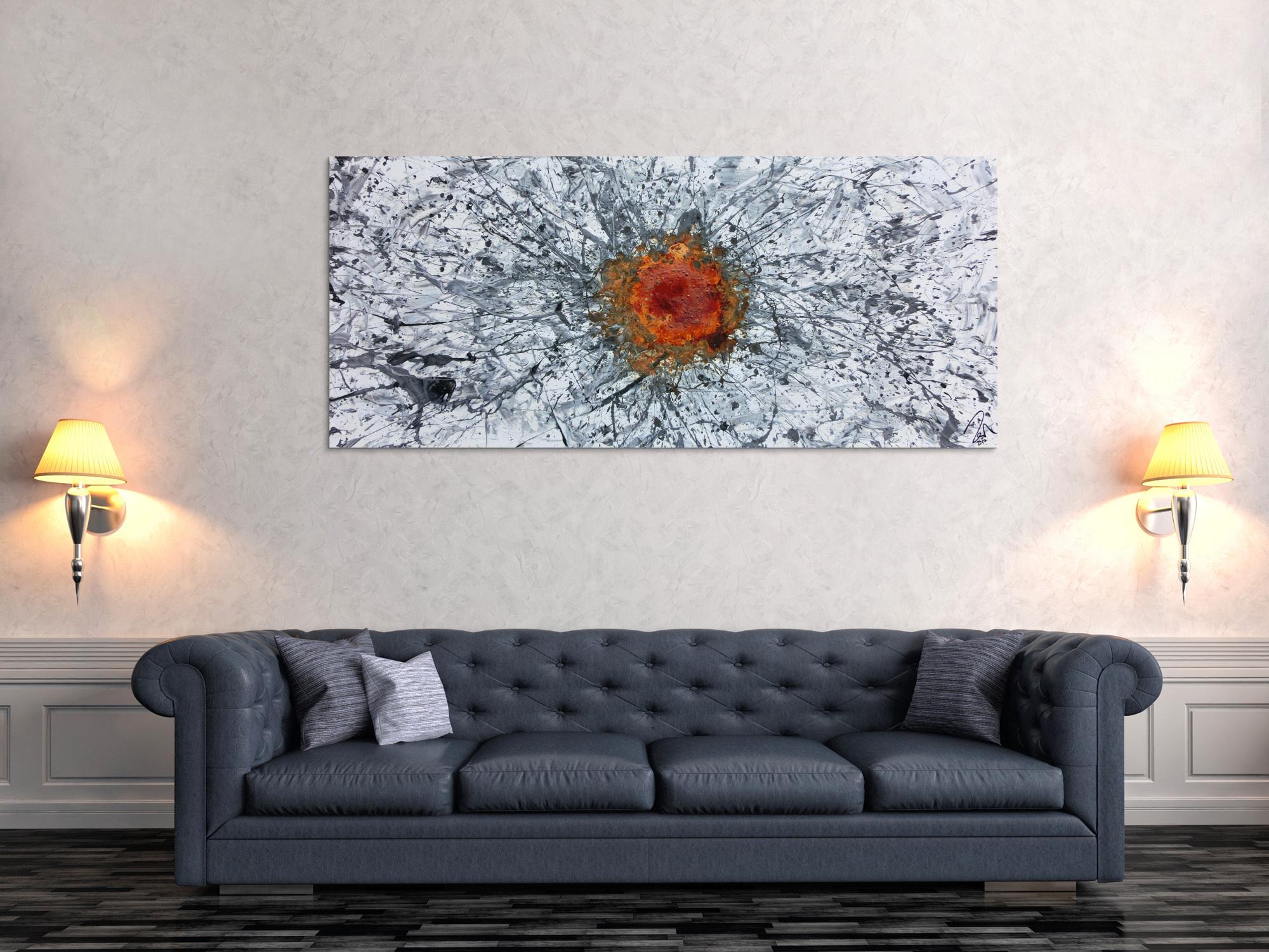 Abstraktes Gemälde Acryl und Rost Mischtechnik Action Painting Rust Art