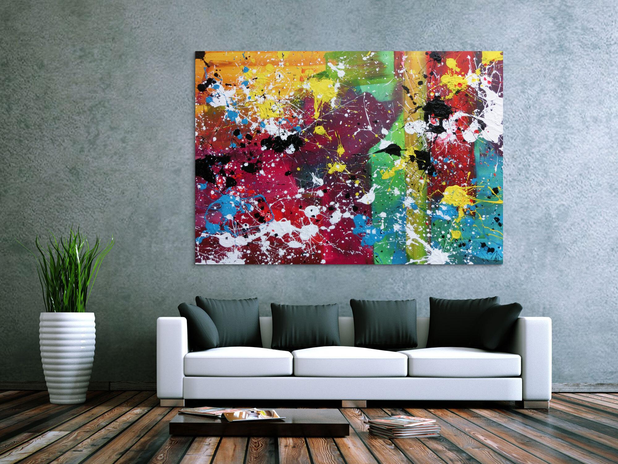 Abstraktes Gemälde modernes Bild sehr bunt Action Painting expressionistisch