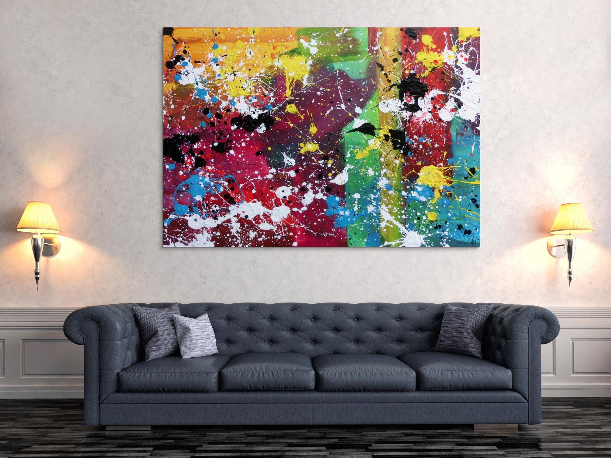 Abstraktes Gemälde modernes Bild sehr bunt Action Painting expressionistisch