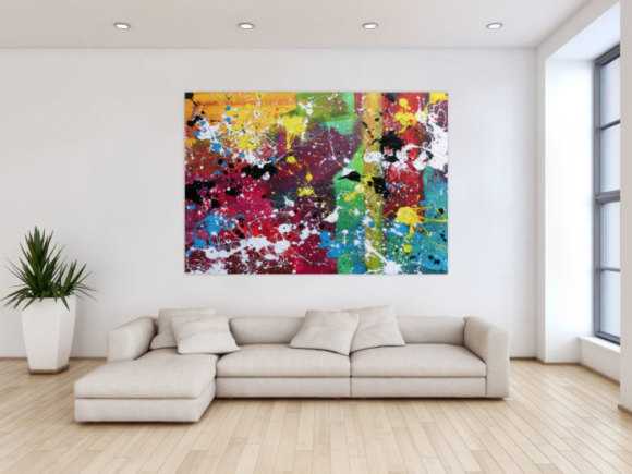 Abstraktes Gemälde modernes Bild sehr bunt Action Painting expressionistisch